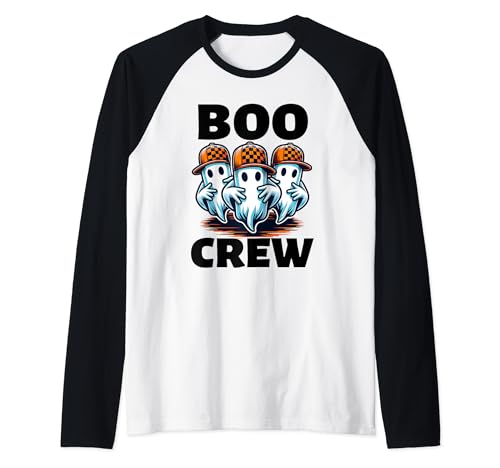 Spooky Season Boo Crew Cute Ghosts Raglan Baseball Tee