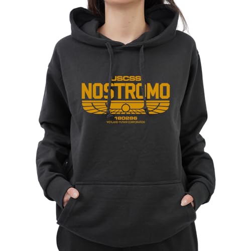 Graphic Impact Inspired Distressed Nostromo Retro Vintage Alien Sci Fi - Sudadera con capucha para hombre, Negro, S