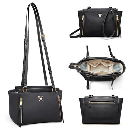 Image of miss fong Small Diaper Bag Crossbody Diaper Bags, Diaper Bag Purse, Diaper Clutch with 7 Pockets,2 Insulated Pockets and Adjustable Shoulder Strap(Black) | Leather Material, Waterproof, Large Capacity
