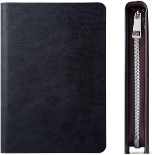 Hueyausシステム手帳 a5 a6 6穴 リング バインダーノート PUレザーカバー リングノート メモ帳 卒業記念品 就職 ファスナー プライベート 男女兼用 ビジネスオフィス用品 (ネイビー,A6) (ブラック,A6)