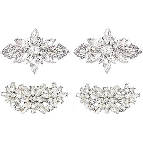 Polkar 2 Pairs Decorative Shoe Clips Jewelry Crystal Decoration Charms Wedding Party Accessories (3 Flower) Cover