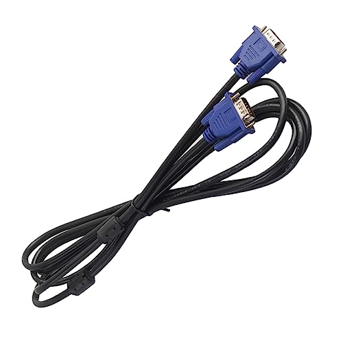 Mikikit 9ft Vga Cord Male to Male Monitor Cable to Ferrite Cores Black with Blue Connector