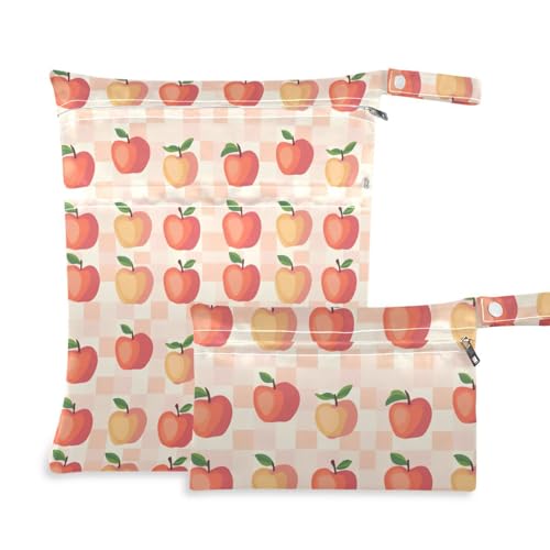 Coikll Wet Dry Bags for Cloth Diaper 2 Pack Waterproof Yoga Gym Bag for Swimsuit Wet Clothes Baby Items-?Vintage Apples?