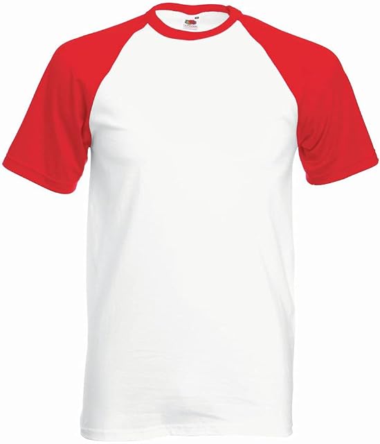 Fruit of the Loom Baseball T-Shirt - White/Red Small