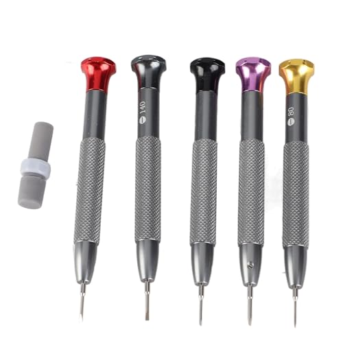 5Pcs Watch Screwdriver Set | High Carbon Steel Expert Repair Kit for Watches/Glasses/Bands | - Oxidation Sturdy Tools with 5 Flat Head Sizes & Storage Box