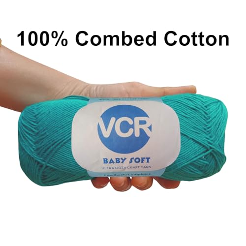 Image of VCR 4Ply Seabreeze Yarn, 100 Grams Hank, 320 Meters Length, Cotton Combed Ball for Crochet and Knitting, Soft Crosia Threads, Pack of 1 Yarn, Suitable for DIY Crafts
