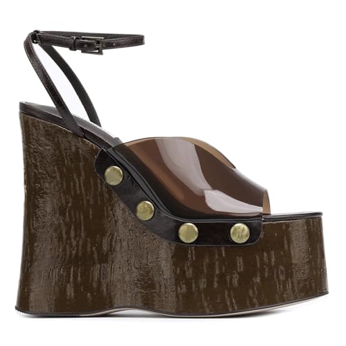 Womens Platform Heels for Women Peep Open Toe Ankle Buckle Strappy Wedge Heeled Sandals Dressy Cork High Heel Summer Shoes