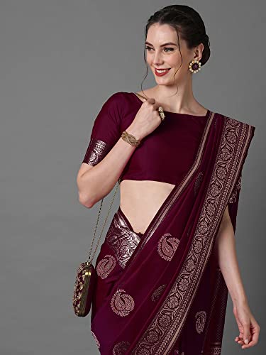 Image of AKHILAM Women's Silk Blend Woven Design Saree With Unstitched Blouse Piece(3PAKHI51 Parent)