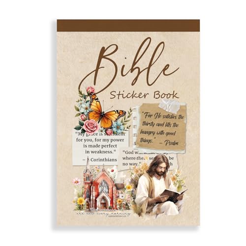 Bomichi Christian Sticker Book - Waterproof Vinyl Bible Stickers for Water Bottle, Journaling, Scrapbook, Laptop - Inspirational Faith Gifts for Women, Teens, Bible Study Groups