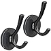 ULIBERMAGNET Strong Magnetic Double Hooks, 2 Pack Heavy Duty Sturdy Coat Magnetic Hooks, Rubber Magnets Large Hooks for Coat Robe Towel Key Hat (Black)