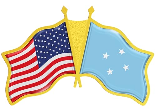 USA and Micronesia Crossed Flag Lapel Pin | American Micronesian National Friendship Souvenir Gifts for Men & Women | US Micronesia Double Flag Patriotic Pins for Hat, Tie, and Backpack (1pc)