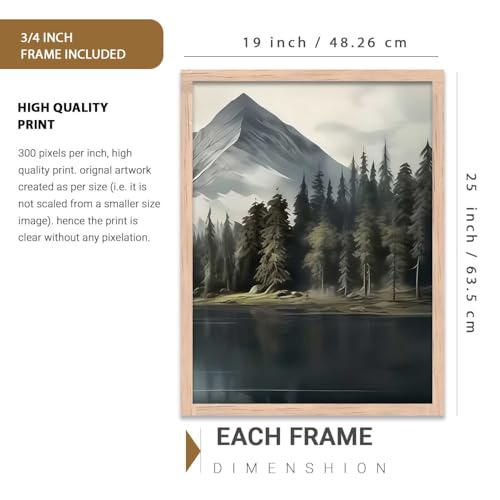 Image of kotart Big Aesthetic Mountains View Wall Art Paintings | River View Framed Painting | Nature Art Vastu Frames for Living Room Bedroom Wall Decor Set Of 3 (19X25 inch)