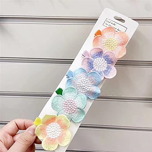 Sukpsy 5 Pcs Colorful Knitted Hair Clips Cute Flower Barrettes Fashion Simple Hair Pins Hair Accessories For Girls Kids Toddlers Teens (Colorful Flower) #TOP4