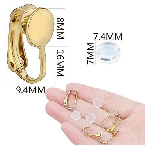 Hmjpng 20Pcs Golden Clip-On Earring Converters Brass Earring Clips Components Earring Findings With 20Pcs Anti-Pain Cushions For Non-Pierced Ears Jewelry Making Decor #TOP2