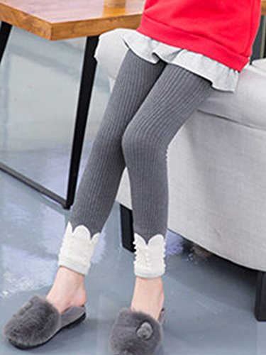 Little Girls' Winter Cable Knit Footless Tights Fleece Lined Leggings3