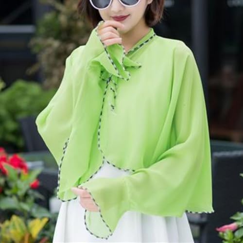 Xunger Women's Bowknot Sunproof Shawl Long Sleeve Crinkled Chiffon Lightweight Scarf Breathable Cover-Up for Outdoor Travel2