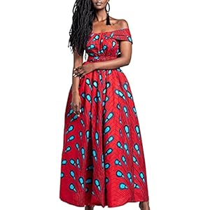 OLIPHEE Dames Afrikaanse jurken mouwloze maxi-jurk bloemenpatroon meerkleurige avondjurk elegante cocktailjurk