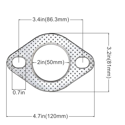 Image of 2 Inch 51mm Exhaust Gasket 2 Bolt for Muffler Flange Manifold High Temperature Graphite w /Fire Ring 2 Pcs