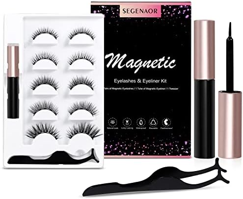 Magnetic Eyelashes,5 Pairs 3D eyelashes natural look Waterproof reusable magnetic eyelash kit, magnetic eyeliner lashes, false magnetic eyelashes,magnetic eyeliner kit by SEGENAOR