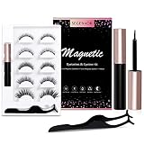 Magnetic Eyelashes,5 Pairs 3D eyelashes natural look Waterproof reusable magnetic eyelash kit, magne