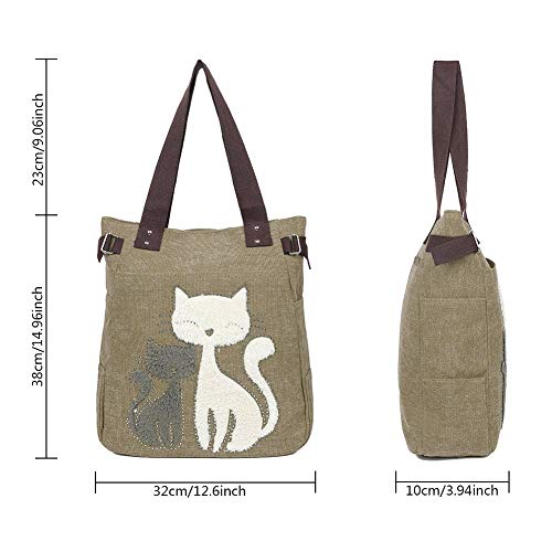 EGOGO Canvas Schoudertas Casual Shopper Handtassen Dames Schoudertas Canvas Hengseltas Schattige Katten Tas E523-2 - Image 3