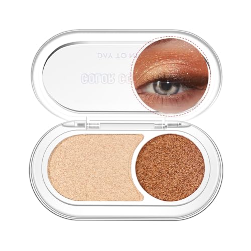 GL-Turelifes Paleta de sombras de ojos holográficas de doble purpurina, color perla metálica, sombra de ojos brillante en la esquina interior, iluminador de ojos cremoso, mini ojo iridescent Fairy