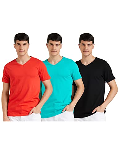 Image of Amazon Brand - Symbol Men's Solid Cotton T Shirt | Plain | V Neck | Half Sleeve-Regular Fit | Combo Pack of 3 (Available in Plus Sizes)