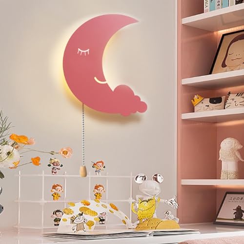 Aplique de pared LED infantil rosa regulable con mando y USB 7