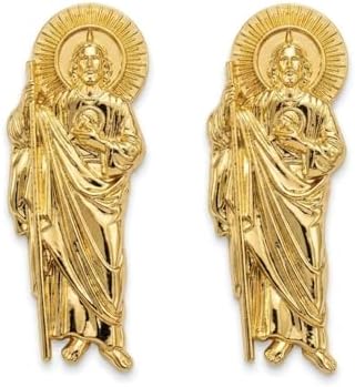 2 PCS Saint Jude 3D Emblem Gold Plated Metal Charms, 50mm Religious Saint Jude Thaddeus Statue Inlays for DIY Crafts, Custom Knife Handles, Grips, Woodworking Accents, Handmade Art Accessories image 4