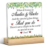 Best Auntie and Uncle Gifts, Thank You Gift for Aunt and Uncle, Auntie and Uncle Clear Desk Decorative Sign Acrylic Plaque Sign Desk Decor (4x4 Inch)