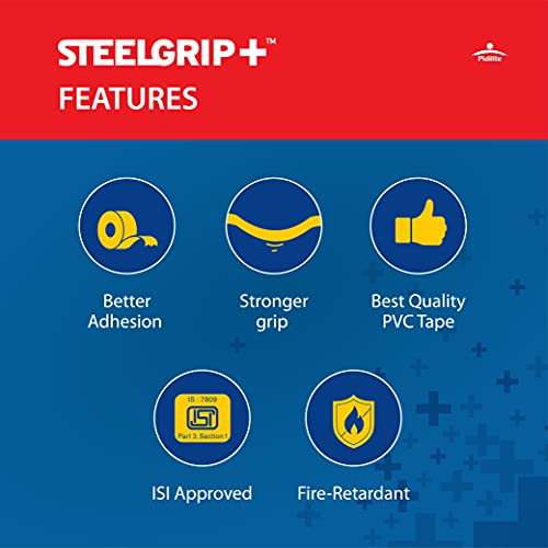 Image of Pidilite Steelgrip Self Adhesive PVC electrical Insulation Tape (Color May Vary) - 6m,Pack of 30