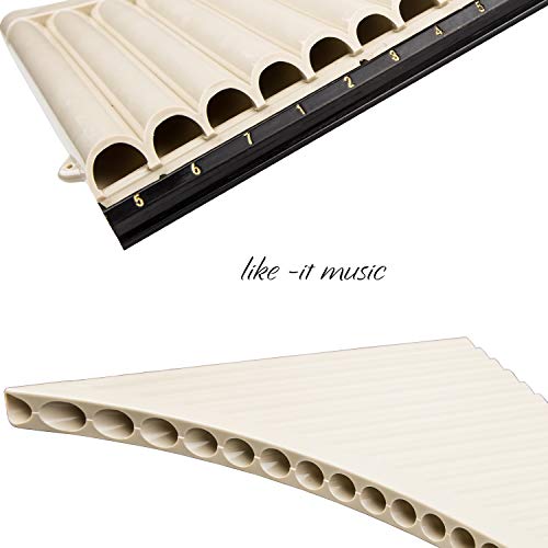 Pan Flute, 16 Pipes Pan Pipe Instrument Key Of C For Beginners Learning Teaching With User Manual, Carrying Bag, Mouthpiece And Long Pipes #TOP2