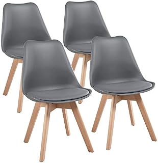 Yaheetech Dining Chairs Upholstered Side Chairs Durable Kitchen Chair with Beech Wooden Legs for Home Bedroom Cafe Dark Grey