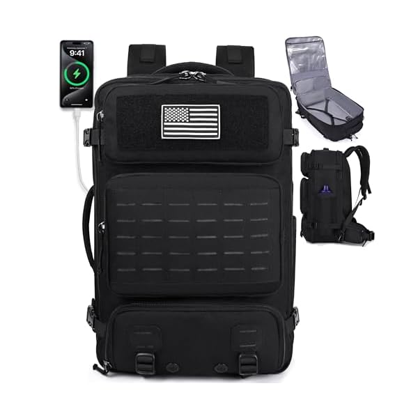 Mens Travel Backpack 40L, TSA Approved Carry On X-Large Backpack with USB Charging Port Durable Water-resistant Convertible Duffle Luggage Bag Large Weekender Bag Daypack Fits 17.3 Inch Laptop