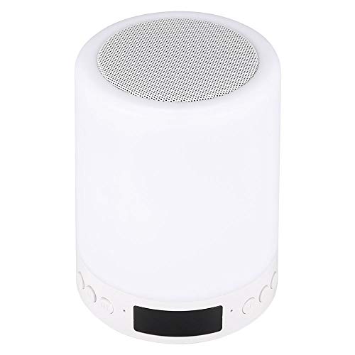 Cofemy - Lámpara de noche con Bluetooth, sensor táctil con despertador, reproductor de música MP3, radio FM, control táctil, lámpara LED regulable y 7 colores, el mejor regalo para niños, fiesta