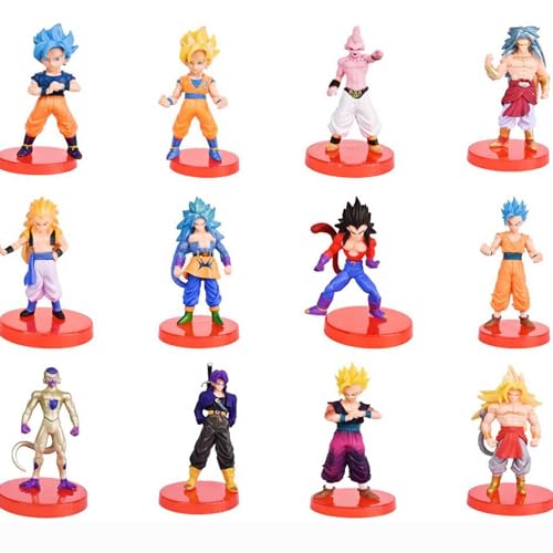 Image of Mallexo DBZ Action Figures Set 12PCs Dragn Bal Z Toys for Kids Animee Toy Set of Size10-14CM for Car Dashboard, Decoration, Cake, Office Desk & Study Table Multicolor (S8)