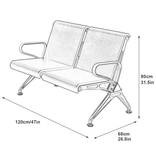 Silla de recepción de 2 plazas de cuero PU naranja con brazos para oficina 2