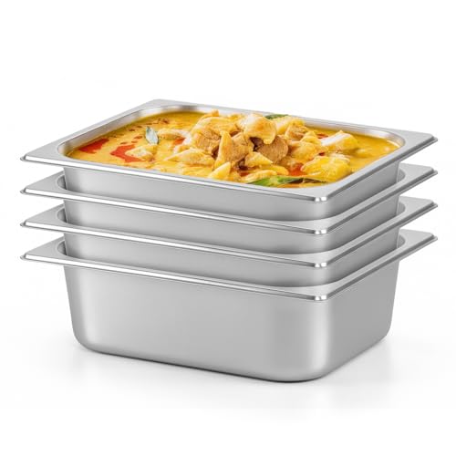 Image of Dyna-Living Steam Table Pan 1 /2 Half Size 4 Inch Deep Pan 4 Pack Hotel Pans