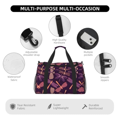 Bolsa de viaje plegable de gran capacidad con estampado original de libélula 5