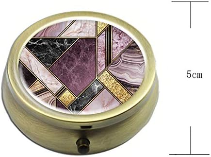 Pill Case - Cheliz Compact 3 Compartment Medicine Case, Pill Box for Pocket or Purse (Pink Gold Marble)