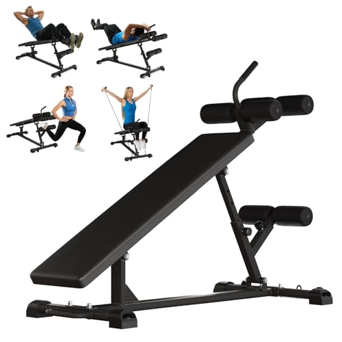 Sit-Up Bench for Core Workouts and Decline Bench Press, Adjustable Weight Bench with Reverse Crunch...