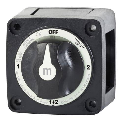 Image of Blue Sea Systems 4‑Position Mini Selector Battery Switch, Black, 6007200 m‑Series