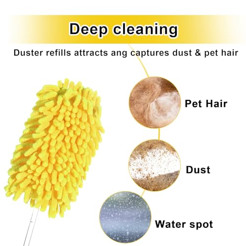 Image of 8 Pack Reusable Dusters for Duster Refills, Washable 360 Heavy Duty Duster Refills Pads, Microfiber Blind Ceiling Fan Dust Cleaning Set, Unscented