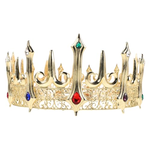 Ipetboom Men King Crown with Rhinestones Gothic Alloy Prince