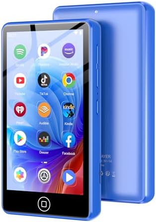 16GB MP3 Player Spotify mit Bluetooth & WiFi, Android 9 Musik-Player, Blau | 4-Zoll-Touchscreen Musik Player mit 1080P, HiFi-Klang und bis zu 1TB TF-Erweiterung für Musik und Video