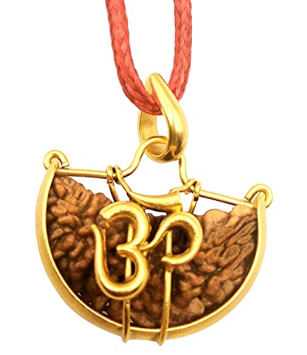 One Face Rudraksha | Ek Mukhi Rudraksha | Natural | Lab Certified in OM Shaped Panch-Dhatu Pendant