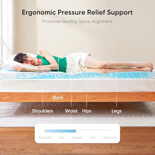 Image of Marsail 3 Inch Twin XL Gel Memory Foam Mattress Topper, Cooling Gel Foam Mattress Topper for Pressure Relief，Ventilated Design Soft Bed Topper in a Box, CertiPUR-US Certified