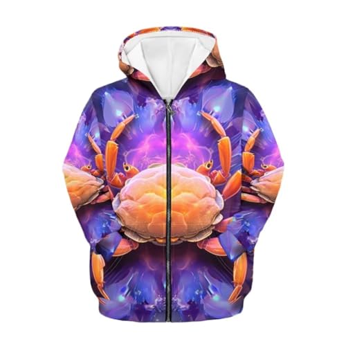 Pinupub 6-16 Years Boys Girls Zip Up Sweatshirt Animal Graphic Print Long Sleeve Hoodies With Pocket