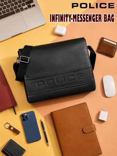 Police Store Police Infinity Series Leather Messenger Bag - Image 5