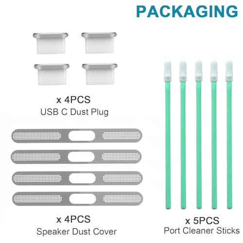 Image of USB C Dust Plug, 4 Pack USB C Port Cover Type C Plug Cover with Speaker Dust Cover Compatible with 16, 15 (Pro, Plus, Pro Max), iPhone 17 USB C Charging Port Plug Cap